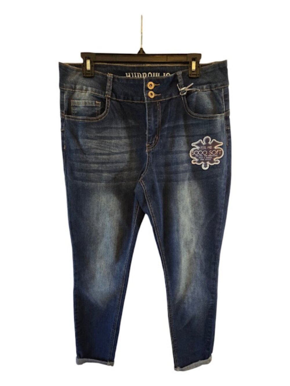 COTTON BLEND MEDIUM WASH DENIM JEANS HYDRAULIC HYDRA LIFT CUFF SKINNY  12 NWT